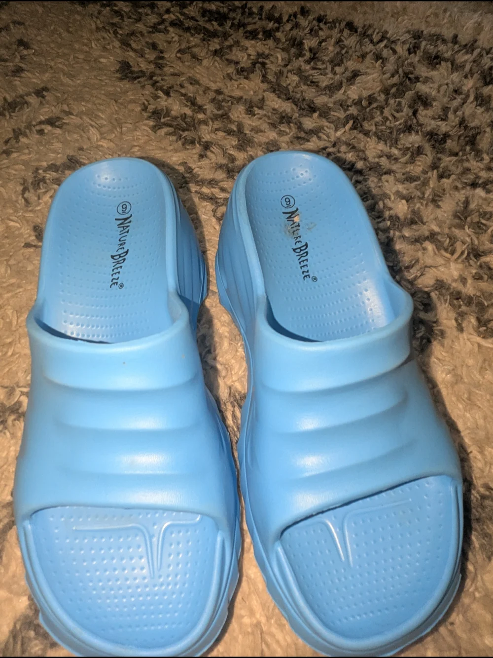 Nature Breeze Light Blue Platform Slide Sandals
